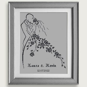 Bride and Groom Cross Stitch Cross Stitch Chart Wedding Cross Stitch Pattern Wedding Gift PDF Format INSTANT DOWNLOAD image 1