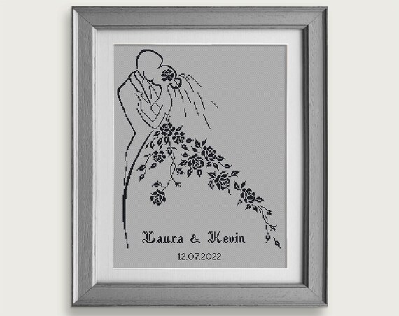 Wedding Couple Silhouette Cross Stitch
