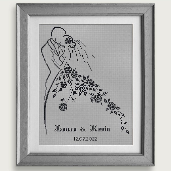 Sposa e sposo Cross Stitch - Cross Stitch Chart Wedding - Cross Stitch Pattern - Regalo di nozze - Formato PDF - DOWNLOAD IMMEDIATO