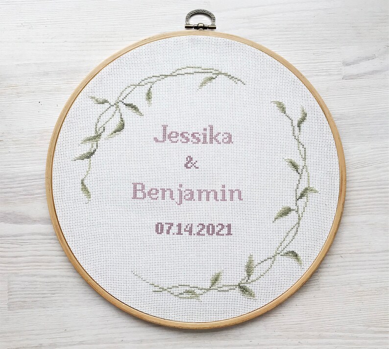 Personalized Cross Stitch Patterns Wedding Leaves Wedding Gift Instant Download Custom Wedding Cross Stitch Pattern Pdf Craft Supplies Tools Kits How To Delage Com Br