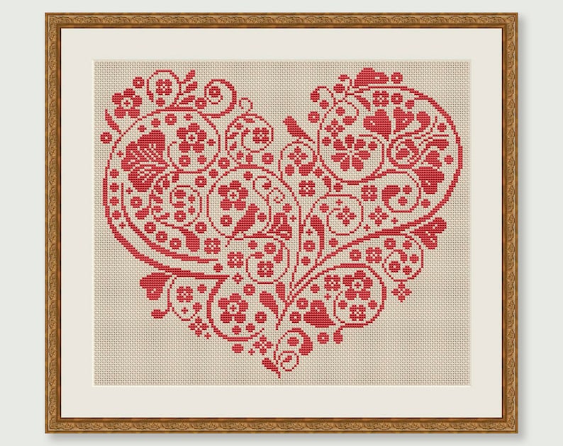 Embroidery Heart Cross Stitch Wedding Cross Stitch Pattern Etsy