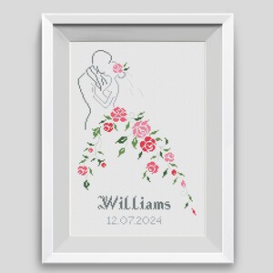 Bride and Groom Cross Stitch - Wedding Gift - Cross Stitch Wedding ...