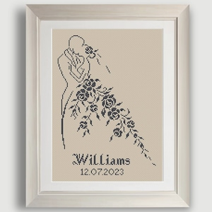 Wedding Cross Stitch Pattern - Roses Cross Stitch Pattern - Flowers Cross Stitch - Wedding Gift - PDF Format- INSTANT DOWNLOAD