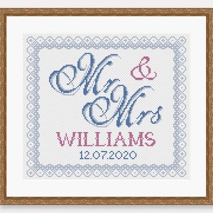 Wedding Gift - Mr & Mrs- Wedding Cross Stitch Pattern - Wedding keepsake - Embroidery- Bridal Cross Stitch Pattern - PDF - INSTANT DOWNLOAD