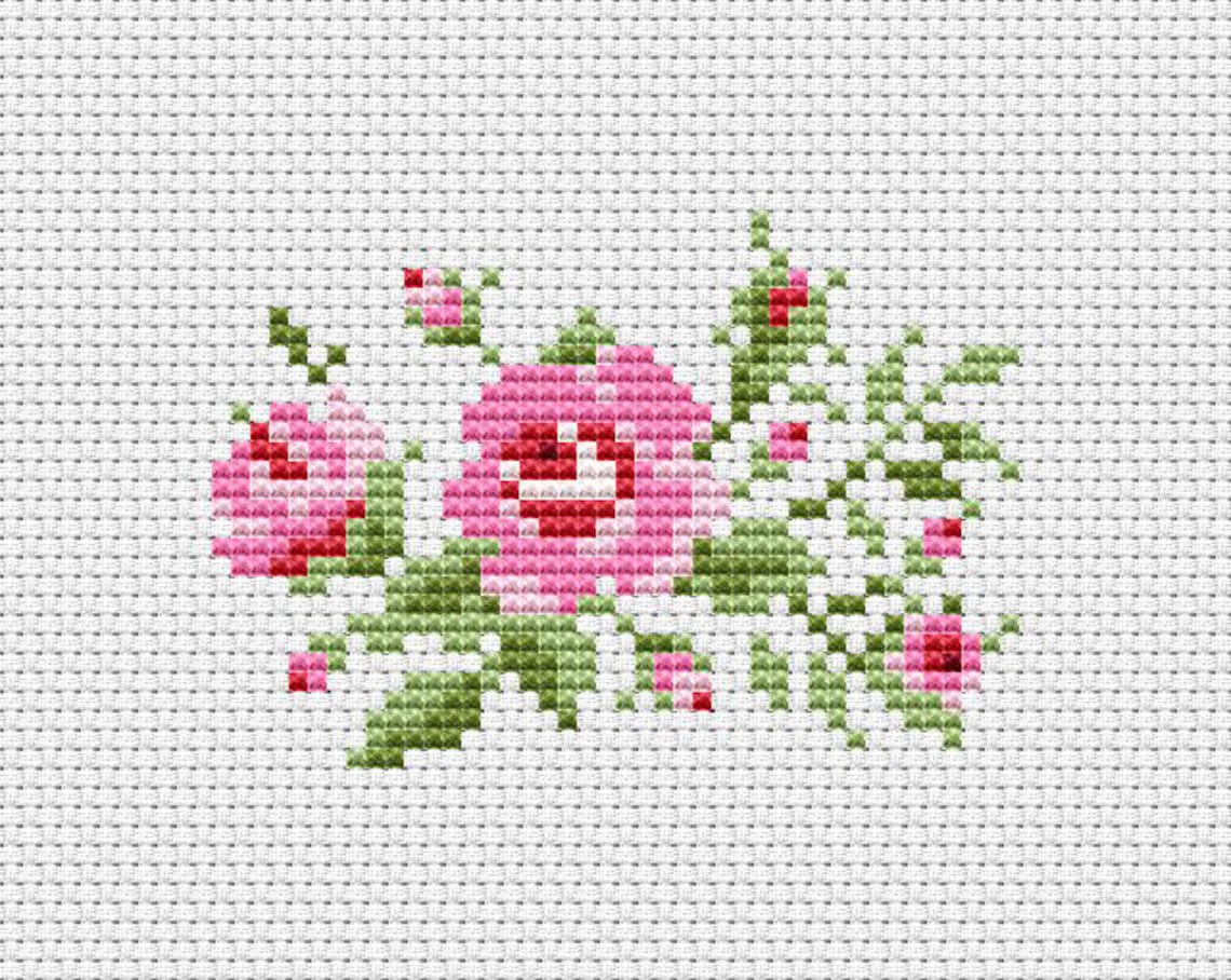 Scheme for cross stitch Rose Cross stitch pattern Etsy