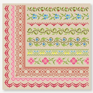 Cross Stitch border - Cross Stitch patterns- Cross Stitch edge - Embroidery Borders- PDF- Instant download
