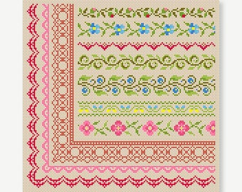 Cross Stitch border - Cross Stitch patterns- Cross Stitch edge - Embroidery Borders- PDF- Instant download