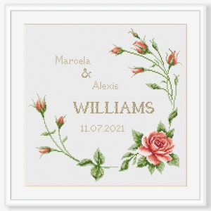 Kreuzstichmuster Hochzeit - Kreuzstich Hochzeit - Kreuzstichmuster Rose - Hochzeitsgeschenk - PDF - SOFORTIGER DOWNLOAD