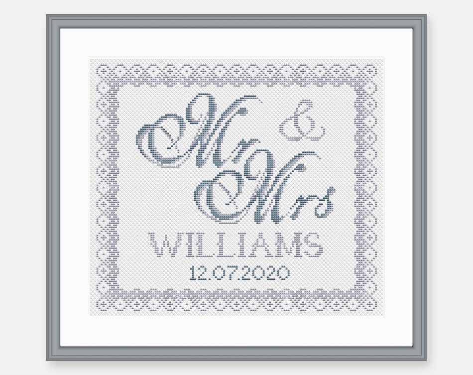 Wedding Gift Mr & Mrs Wedding Cross Stitch Pattern | Etsy