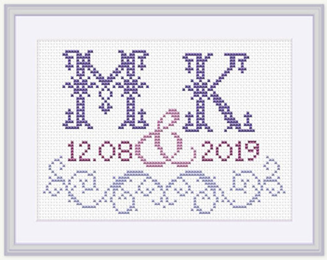 Cross stitch pattern Monogram Customisable Wedding Cross Etsy