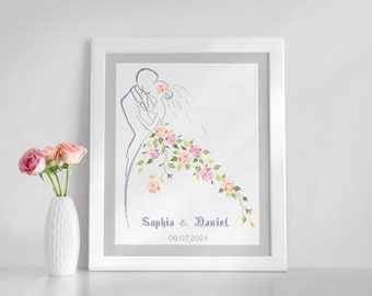 Bride and Groom Cross Stitch - Modèle de point de croix - Mariage au point de croix - Cadeau de mariage - Format PDF - TÉLÉCHARGEMENT INSTANTANÉ