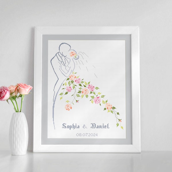 Bride and Groom Cross Stitch - Cross Stitch Pattern - Cross Stitch Wedding - Wedding Gift - PDF Format - INSTANT DOWNLOAD