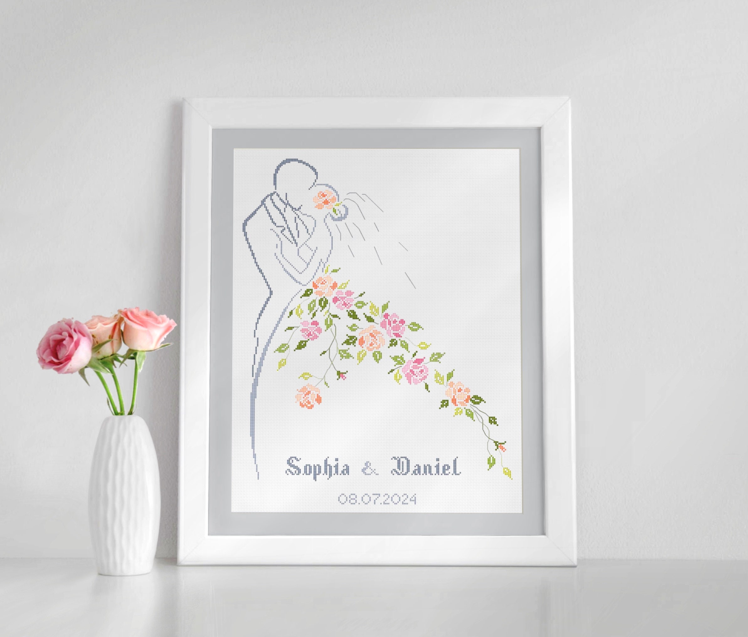 Bride and Groom Cross Stitch - Cross Stitch Pattern - Cross Stitch Wedding - Wedding Gift - PDF Format - INSTANT DOWNLOAD