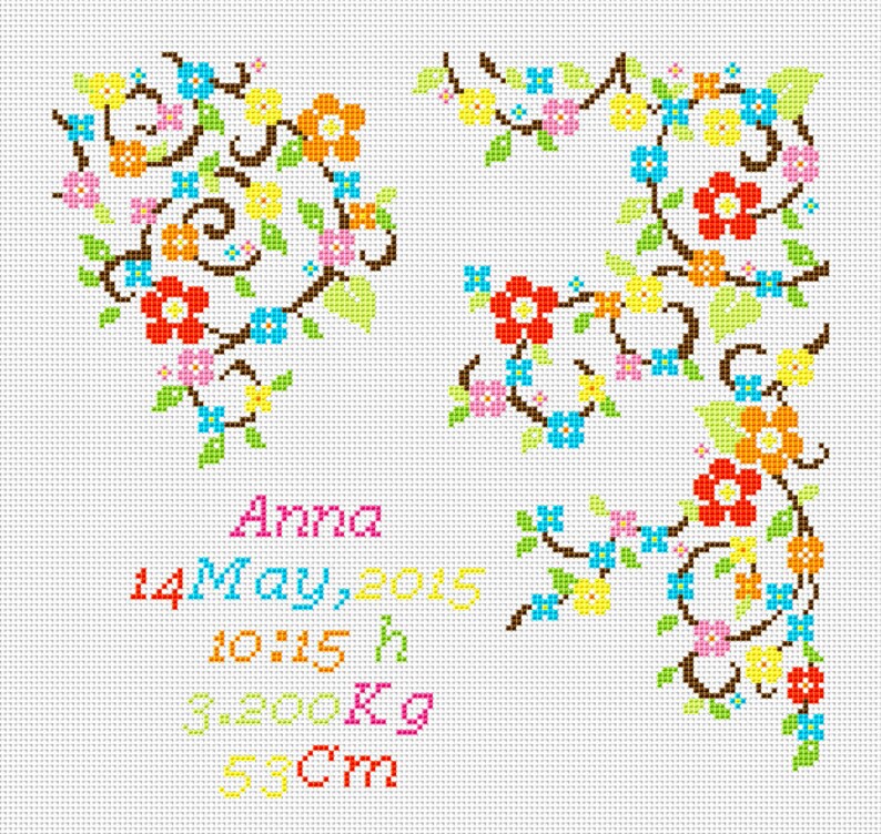 Cross stitch pattern birth sign new baby decor newborn Etsy