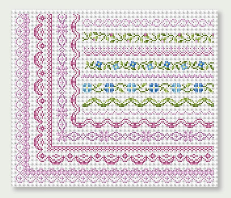 Cross Stitch Patterns Cross Stitch Border Cross Stitch Edge Etsy
