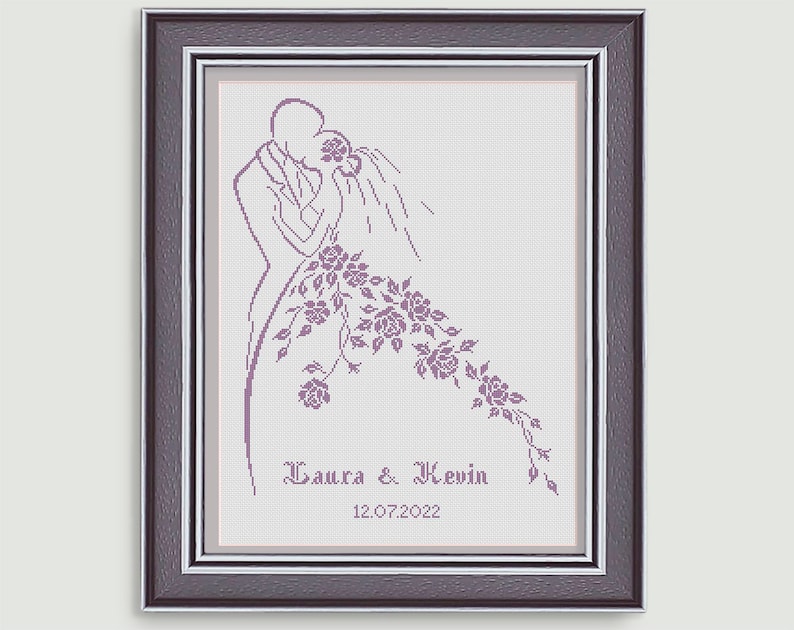 Braut und Bräutigam Kreuzstich Kreuzstich-Diagramm Hochzeit Kreuzstich-Muster Hochzeitsgeschenk PDF-Format INSTANT DOWNLOAD Bild 7