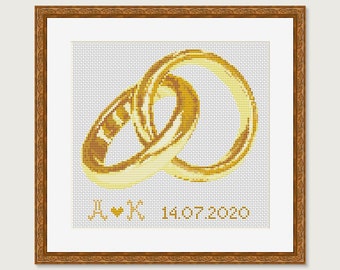 Cross stitch pattern - Scheme for cross stitch - Gifts for the Couple - wedding rings - PDF Cross stitch Pattern - INSTANT DOWNLOAD