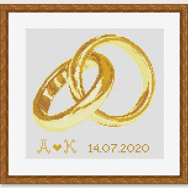 Cross stitch pattern - Scheme for cross stitch - Gifts for the Couple - wedding rings - PDF Cross stitch Pattern - INSTANT DOWNLOAD