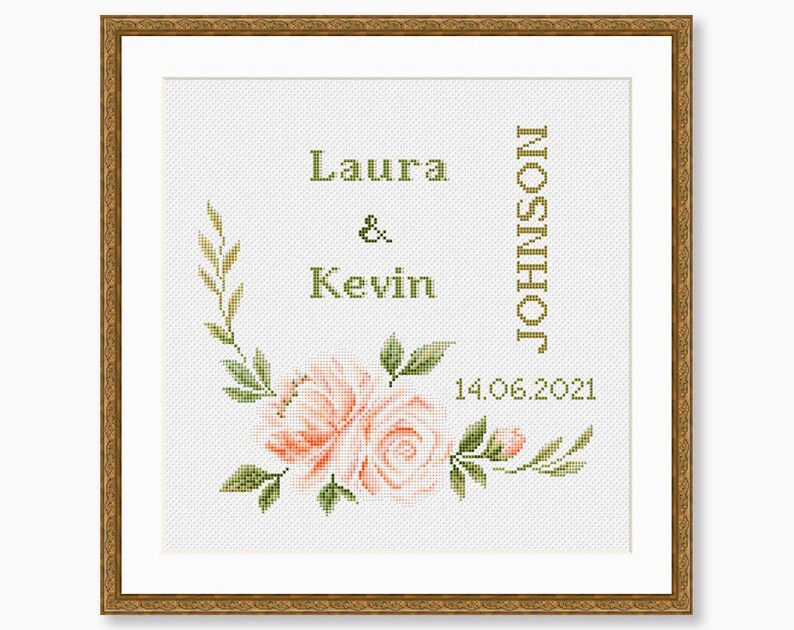 Wedding Gift Floral Cross Stitch Patterns Wedding Cross Etsy