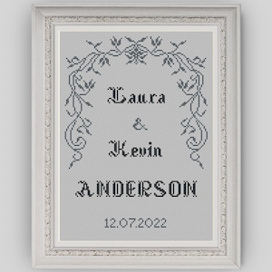 Wedding Cross Stitch Pattern - Wedding gift - Gifts for the Couple - Personalized Cross Stitch Patterns -PDF - INSTANT DOWNLOAD