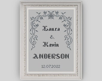 Wedding Cross Stitch Pattern - Wedding gift - Gifts for the Couple - Personalized Cross Stitch Patterns -PDF - INSTANT DOWNLOAD