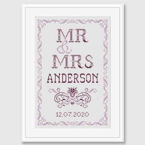 Mr & Mrs- Wedding Cross Stitch Pattern - Wedding Gift - Cross Stitch Pattern Wedding - PDF - INSTANT DOWNLOAD