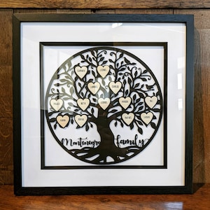 Family Tree Papercut | Framed Family Tree | Personalised Heart Family Tree | Genealogy Tree | Family Gift | Couples Gift | Anniversary Gift