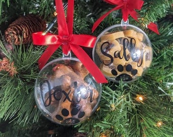 Personalised Christmas Dog Treat Bauble | Christmas Decorations | Christmas Gifting | Pet Dog Gift | Dog Treats Xmas | Fillable Bauble