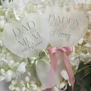 Kids Wedding Aisle Heart Paddle Sign | Daddy Here Comes Mummy | Daddy Let's Give Mummy our last Name | Flower Girl Sign | Page Poy, Usher