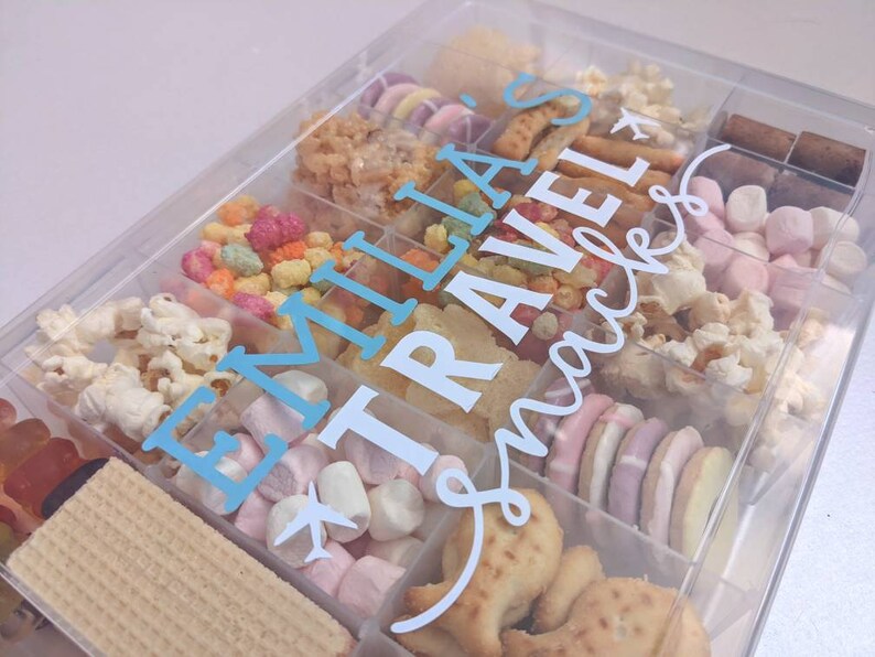 Personalised Travel Snacks Box Plane Snacks Road Trip Snacks Child Snack Box with Compartments Long Journey Child Holiday Gift Travel Snacks PLANE