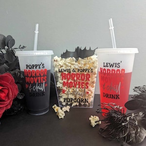 Personalised Horror Snacks | Halloween Film / Cinema Lover Gift | Popcorn & Drink | Film Addict | Horror Movie Lover | Movie Nights