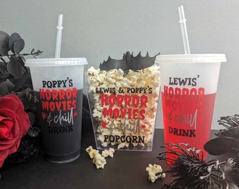 Personalised Horror Snacks | Halloween Film / Cinema Lover Gift | Popcorn & Drink | Film Addict | Horror Movie Lover | Movie Nights