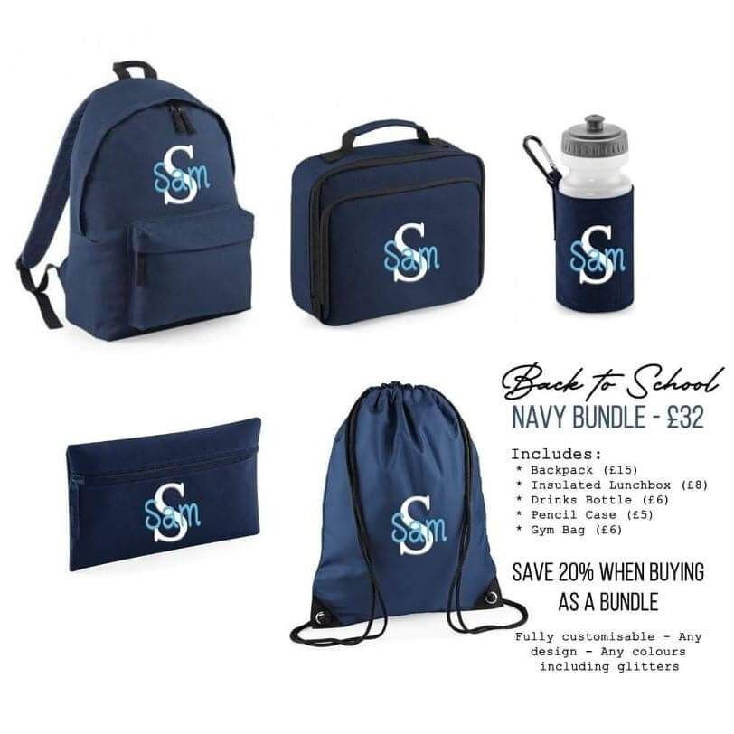 Personalised Back to School Backpack Bundle | Pencil Case, Gym Bag ...