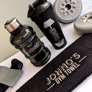 Personalised Black Protein Shaker | New Year's Resolution | Gym Lover Gift | Gym Towel | Drinks Bottle | Fitness Freak | Healthy Shakes