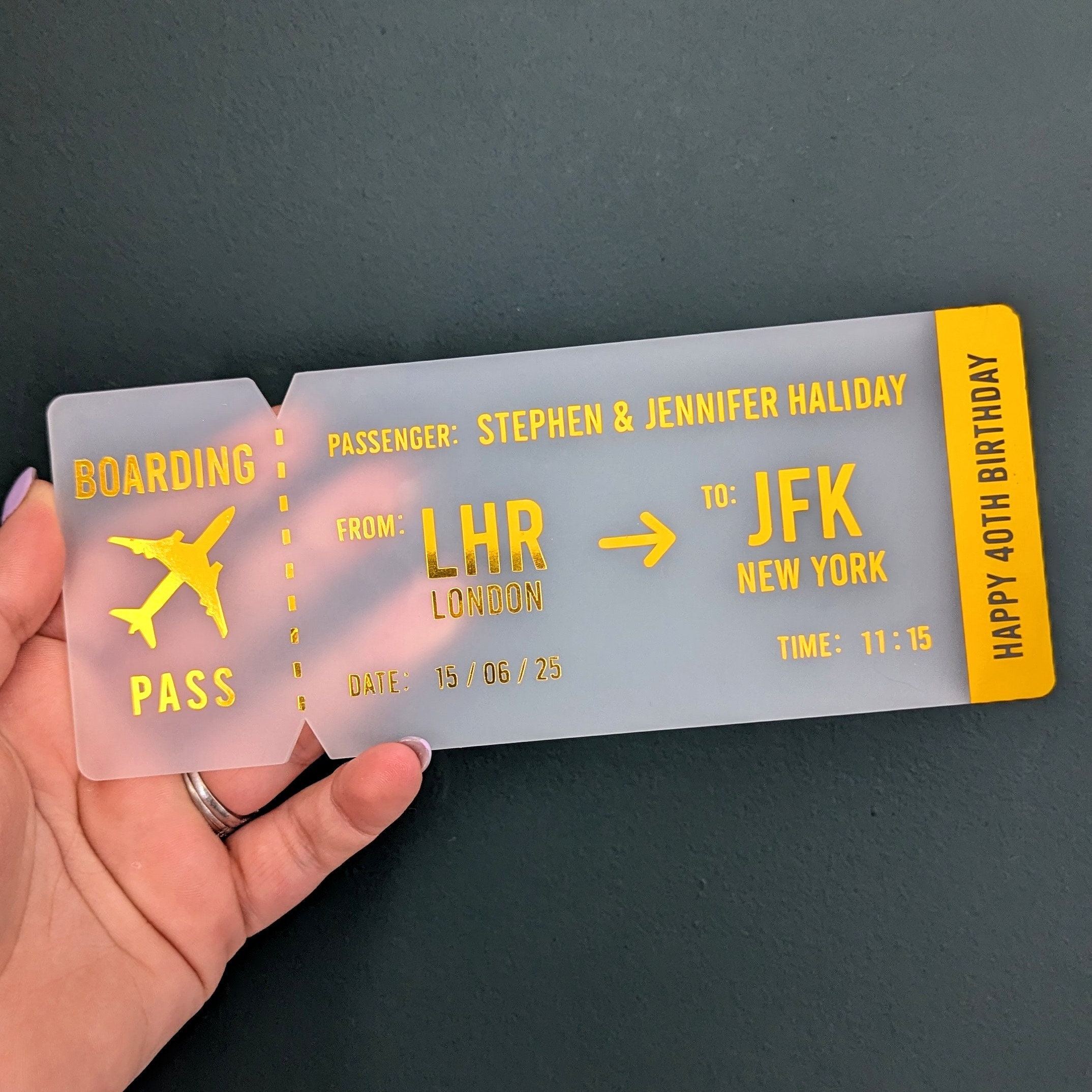 Custom Pass Tickets Custom Personalised Boarding Pass | Plane Ticket Keepsake ...
