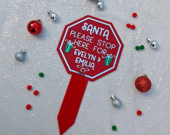 Personalised Santa Stop Here Sign | Christmas Garden Sign Decor | Kids Christmas Decoration | Xmas Sign | Lawn Decoration | Outside Decor