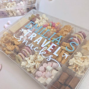 Personalised Travel Snacks Box Plane Snacks Road Trip Snacks Child Snack Box with Compartments Long Journey Child Holiday Gift image 5