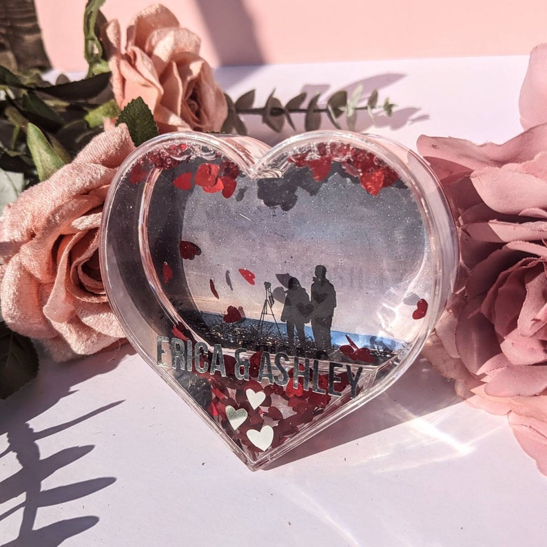 Personalised Heart Snow Globe Photo Frame | Couple Gift | Valentine's ...