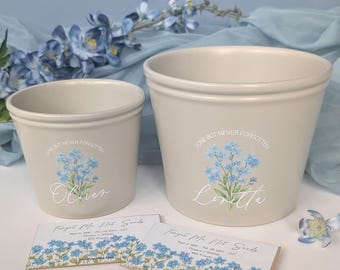 Personalised Forget Me Not Memory Planting Set | Bee friendly | Garden Lover Memorial Gift | In Loving Memory Flowers | Loss Grief Gift