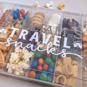 Personalised Travel Snacks Box Plane Snacks Road Trip Snacks Child Snack Box with Compartments Long Journey Child Holiday Gift Travel Snacks CAR