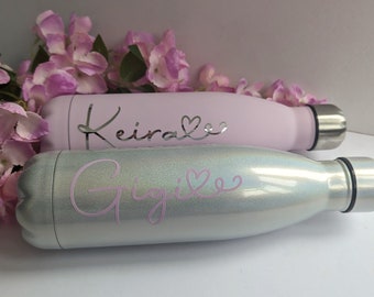 Personalised Pink Gradient Any Name On A 500ml Insulated Water