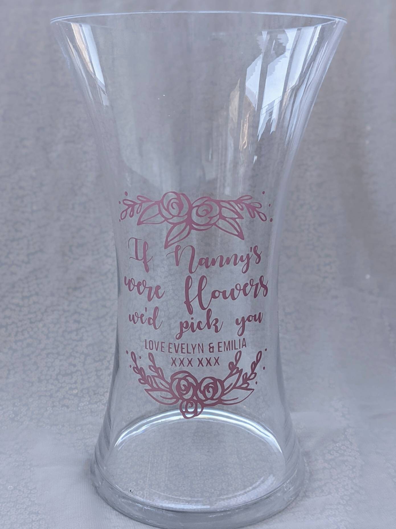 Personalised Vase Glass Flower Vase Grandmother / Nana / Etsy