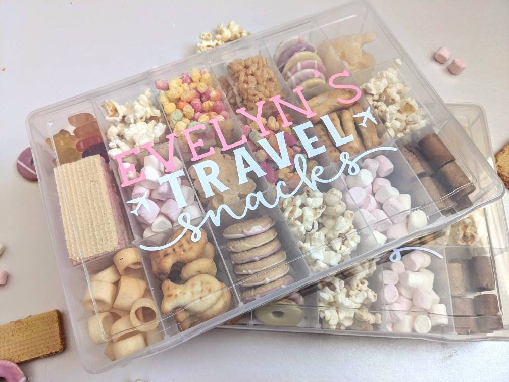 Personalisierte Reise Snacks Box Flugzeug Snacks Road Trip Snacks Kind  Snackbox mit Fächern Lange Reise Kind Feiertags Geschenk - .de