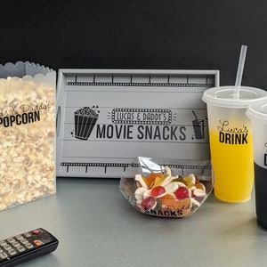 Personalised Movie Snacks Tray | Film / Cinema Lover Christmas Gift | Popcorn & Drink Tray | Netflix Addict | Sofa Arm Tray | Movie Lover
