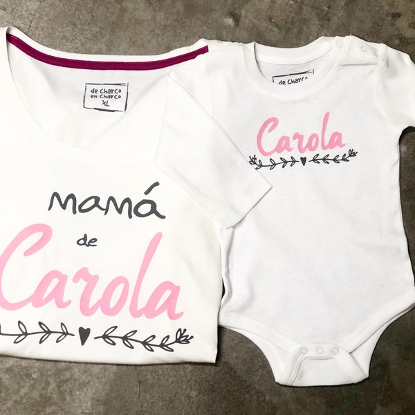 Pack camiseta mamá y body recién nacido PERSONALIZADOS