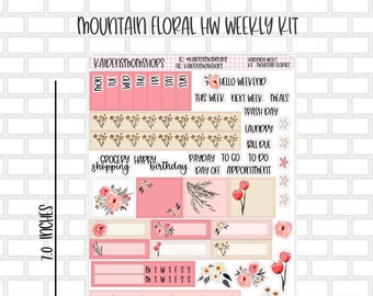 Mountain Florals - NEW FORMAT - Hobonichi Weeks 1 Page Sticker Kit - Hobonichi Weeks