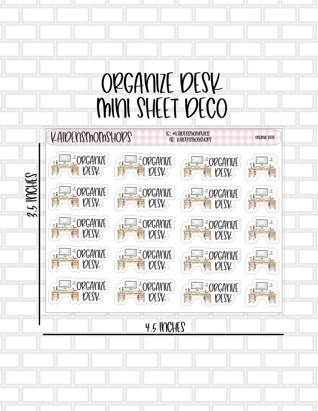 Organize Desk Mini Sticker Sheet Deco - Etsy