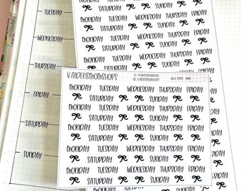 Week Day Print Stickers - Mini or Full Sheet