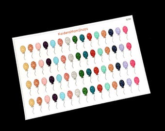 Glitter Balloons Sticker Sheet - For Erin Condren TN Ring Bound Planners - Pocket Personal A5 A6 B6 - S259