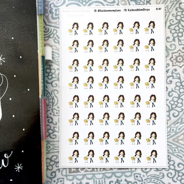 Grocery Shopping Girl Stickers - S197
